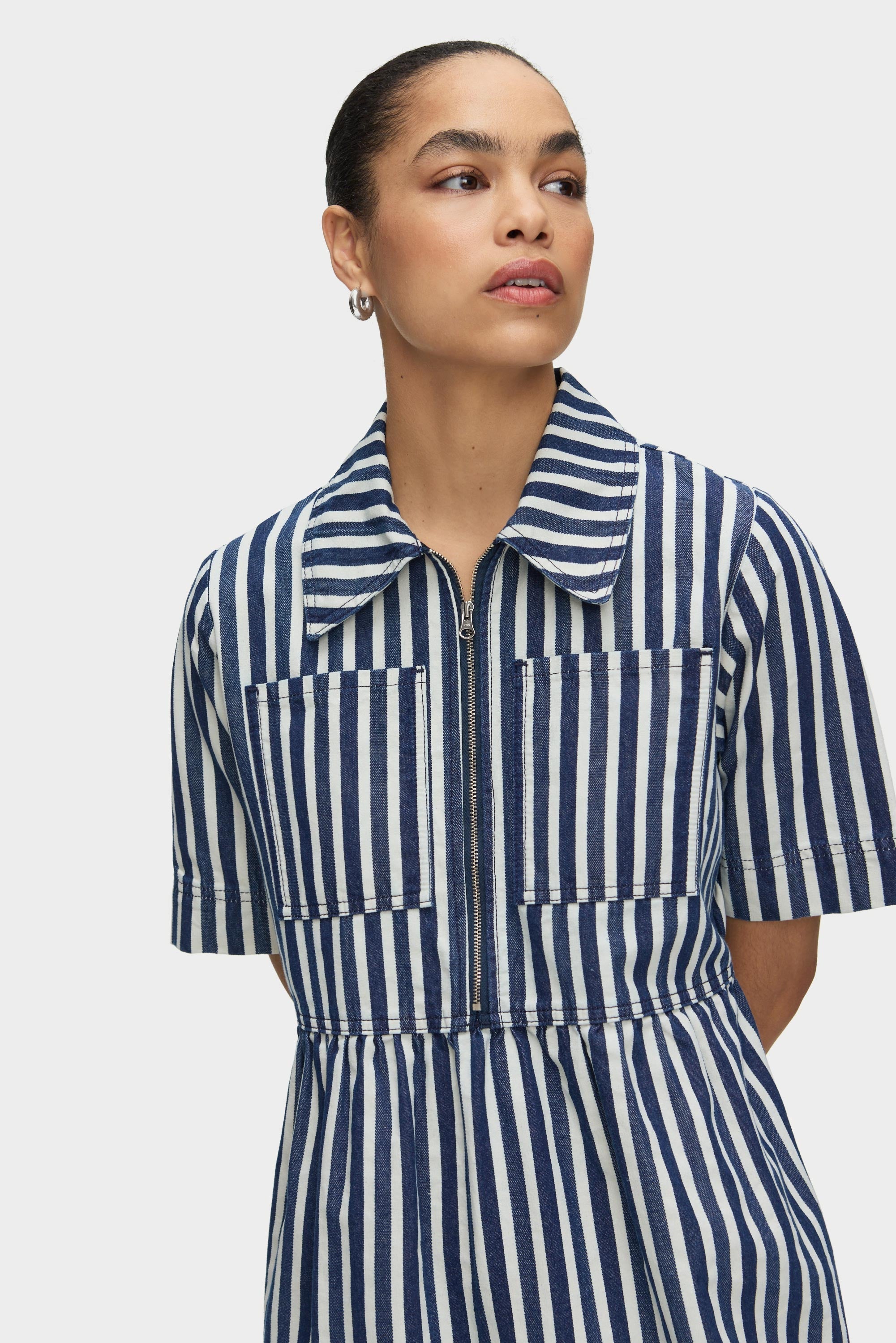 Gabriella Striped Denim Dress