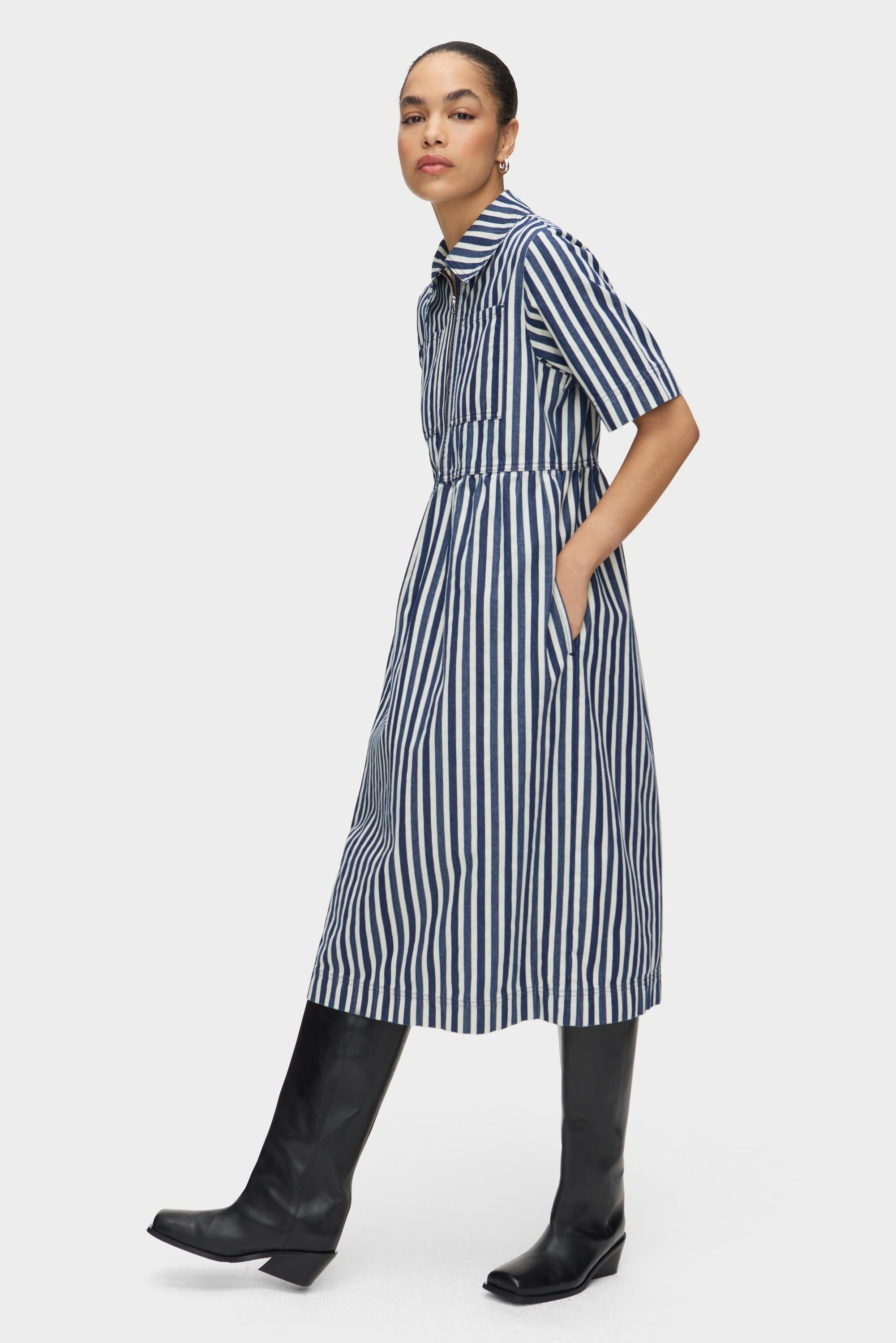 Gabriella Striped Denim Dress